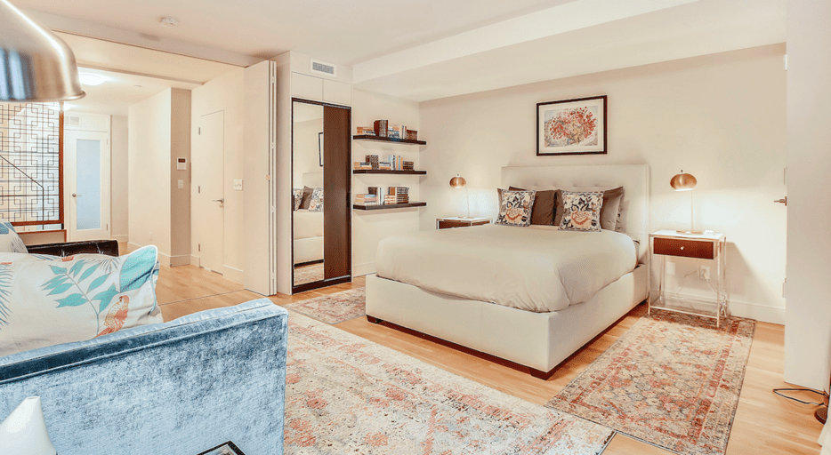 Lower Level Master Bedroom at Tesoro Apartment in NYC By Sudha